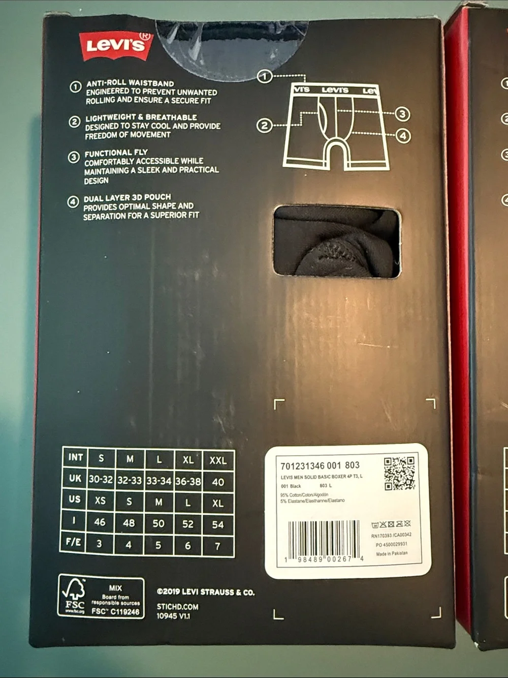 Levi's‎ Boxer Briefs 8 Pack Bundle Men's Large Black Stretch Cotton NWT